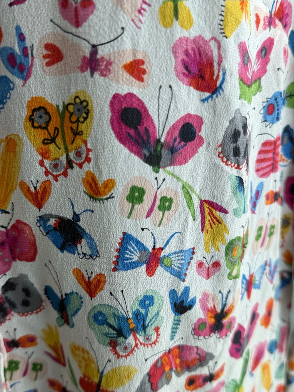 Anthropologie Silk Button-Down Shirt with Multicolor Butterfly and Floral Print - Picture 4 of 6